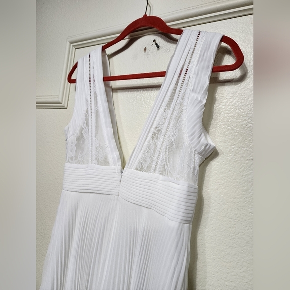 Lulus Gorgeous Forever Ivory Chiffon Lace Pleated Backless Maxi Dress Wedding - Picture 11 of 11